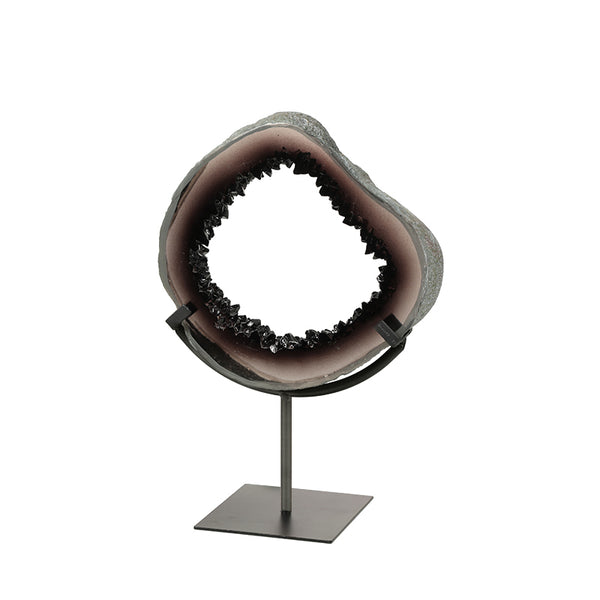 Purple Geode Effect Resin Sculpture on Metal Stand - 36cm