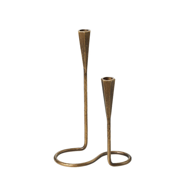 Antique Gold Double Metal Candlestick Holder - 30cm