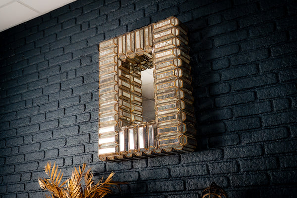 Aurora Handcrafted Embossed Mirror Wall Lamp in Brass Antique 79cm