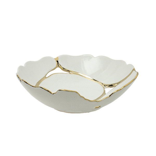 White & Gold Decorative Bowl - 31cm