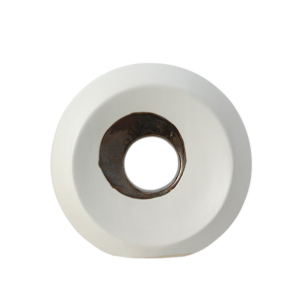 White & Bronze Ceramic Ring Ornament - 25cm