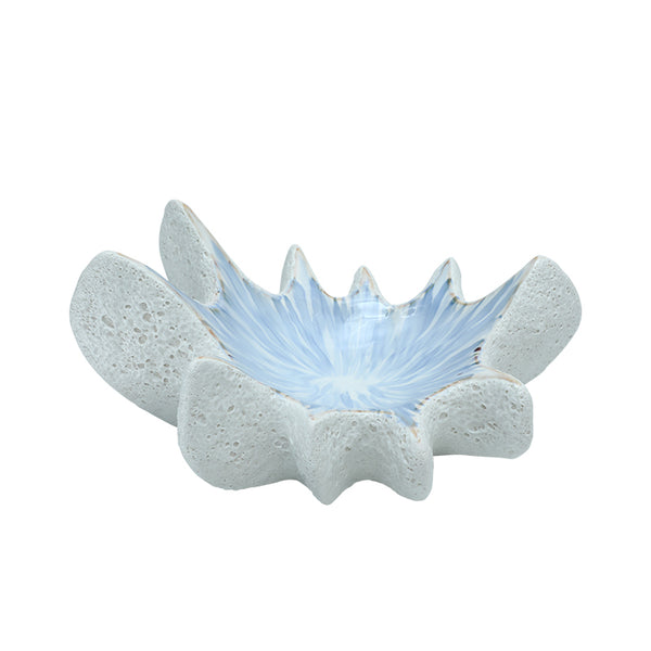 Blue & White Sculptural Ceramic Decorative Bowl - 40cm