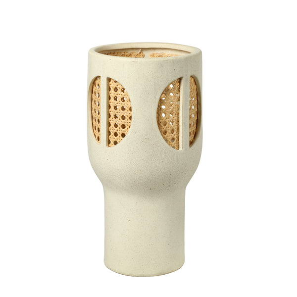 Beige Ceramic & Bamboo Vase - 36cm