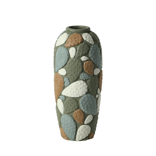 Green & Earth Tone Handmade Ceramic Vase - 40cm