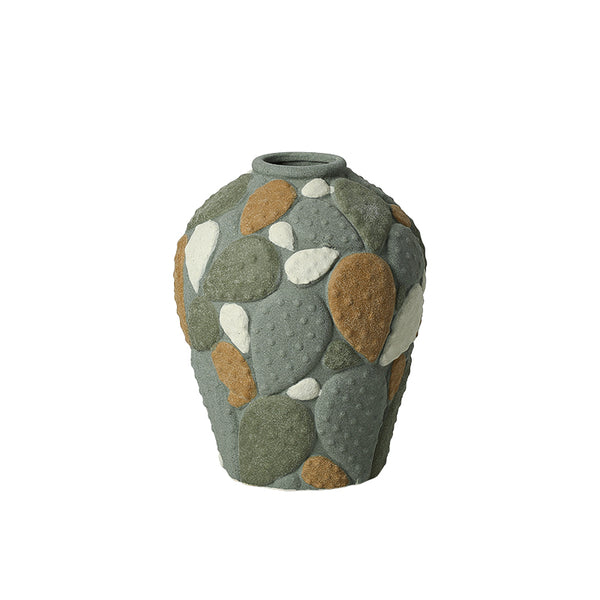 Green & Earth Tone Handmade Ceramic Vase - 24cm