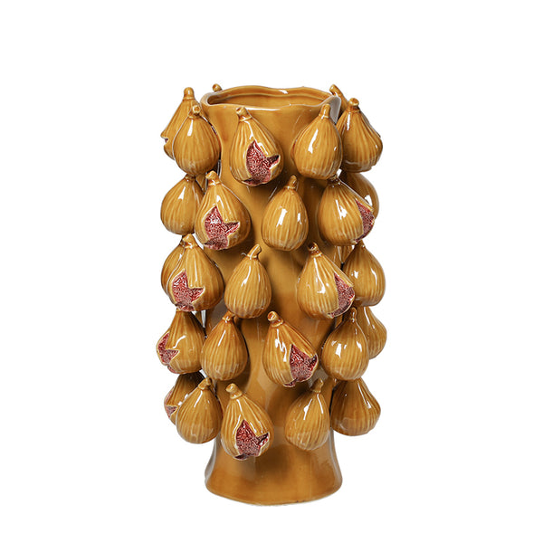 Mustard Yellow Handmade Fig Ceramic Vase - 39cm