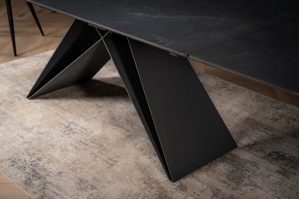 Apollo Extendable Italian Sintered Stone Dining Table in Black Diamond Marble Look 180-220-260 cm