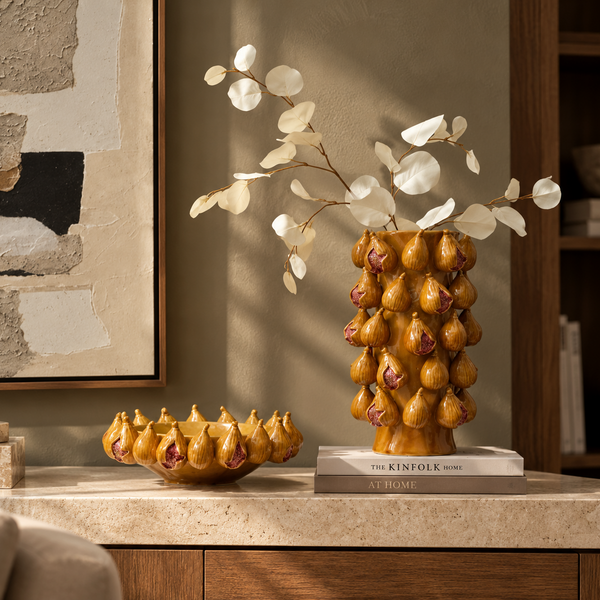 Mustard Yellow Handmade Fig Ceramic Vase - 39cm