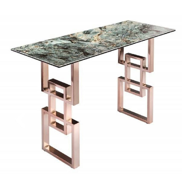 Atlantis Design Console Table Ceramic in Turquoise Marble Look 100 cm