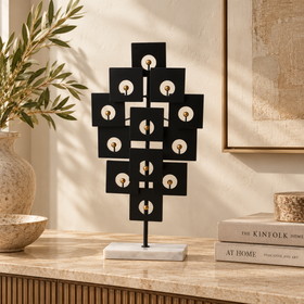 Black Geometric Marble Tree Ornament - 55cm