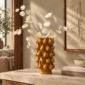Mustard Yellow Handmade Fig Ceramic Vase - 39cm