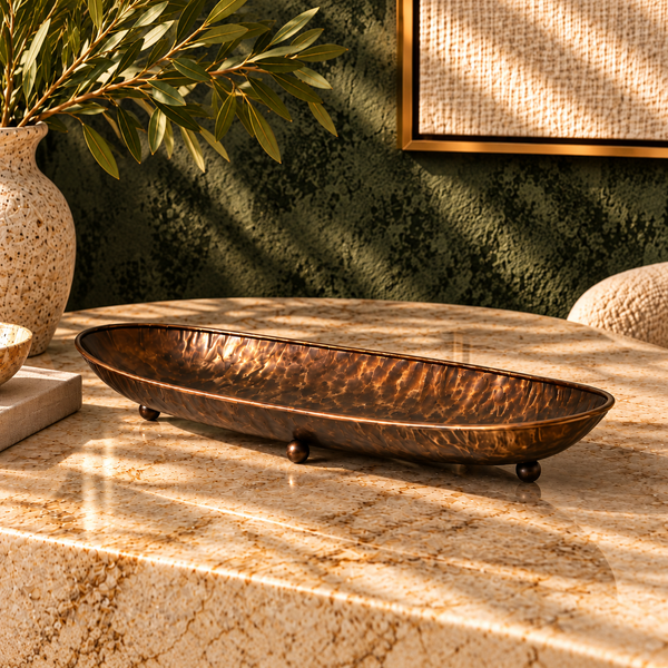 Antique Brass Hammered Decorative Platter 67.5cm