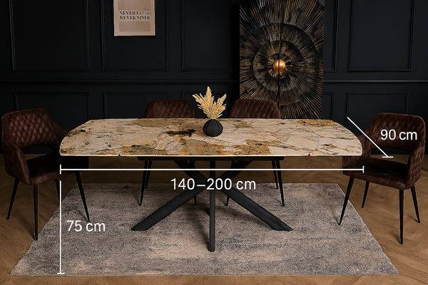 Integri Italian Sintered Stone Rotating Extendable Dining Table in Rusty Stone Colour 140–200 cm