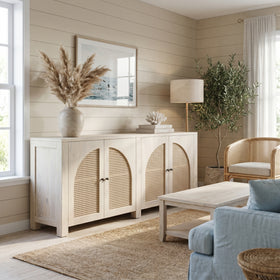 Solid Mango Wood White Sideboard 198cm - Riviera Rattan Doors