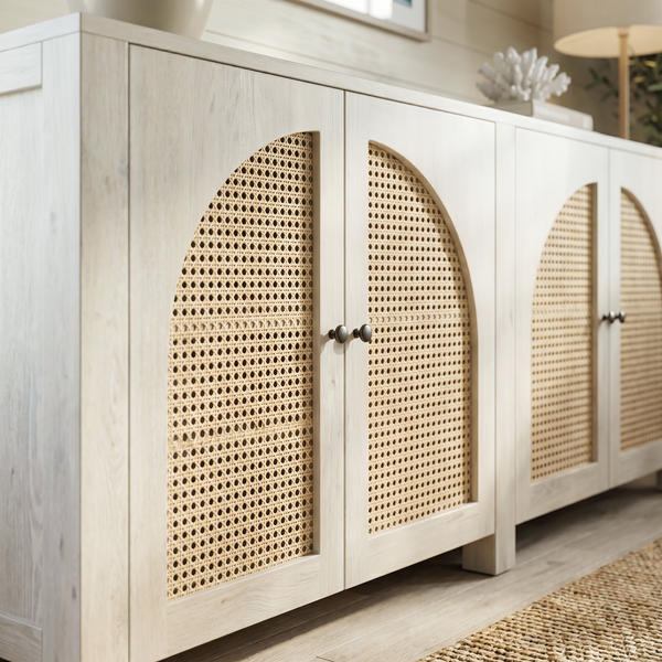Solid Mango Wood White Sideboard 198cm - Riviera Rattan Doors
