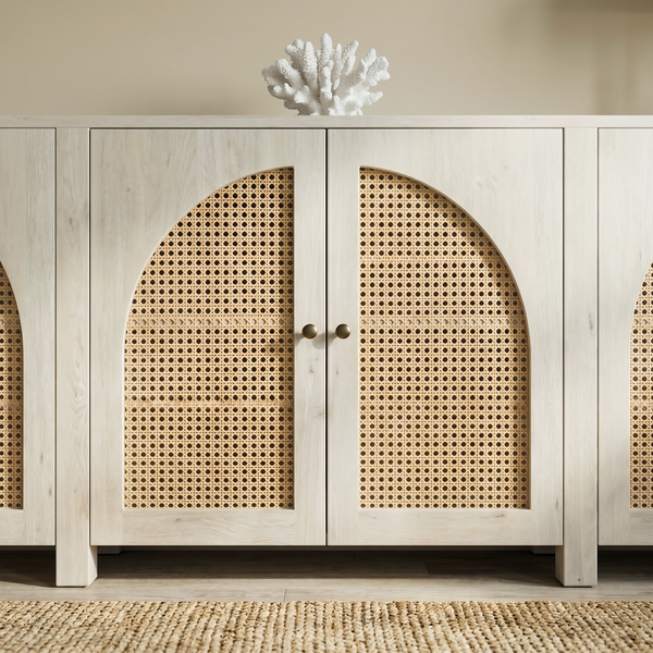 Solid Mango Wood White Sideboard 198cm - Riviera Rattan Doors