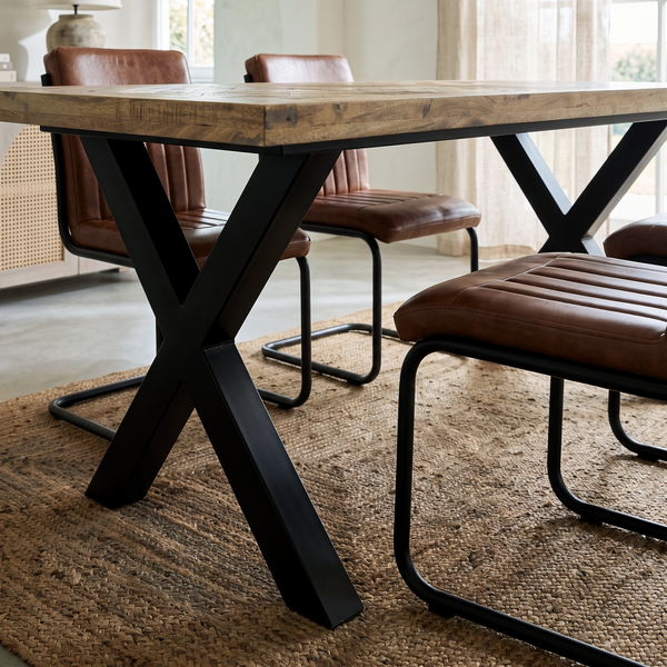 Solid Mango Wood Industrial Dining Table 160cm – Artwood Home X Frame