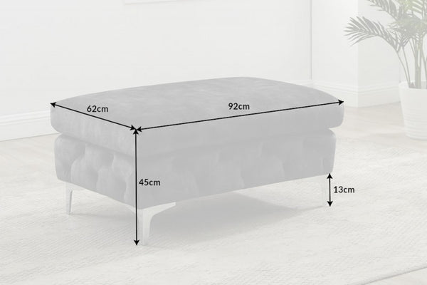 Modern Baroque Grey Velvet Ottoman Footstool
