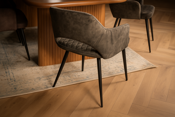 Glamour Elegant Grey Green Velvet Chair with Decorative Quilting and Black Legs