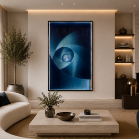 Large 3D Textured Acrylic Wall Art - Navy Geometric Luxury Wall Decor 80 x 120cm