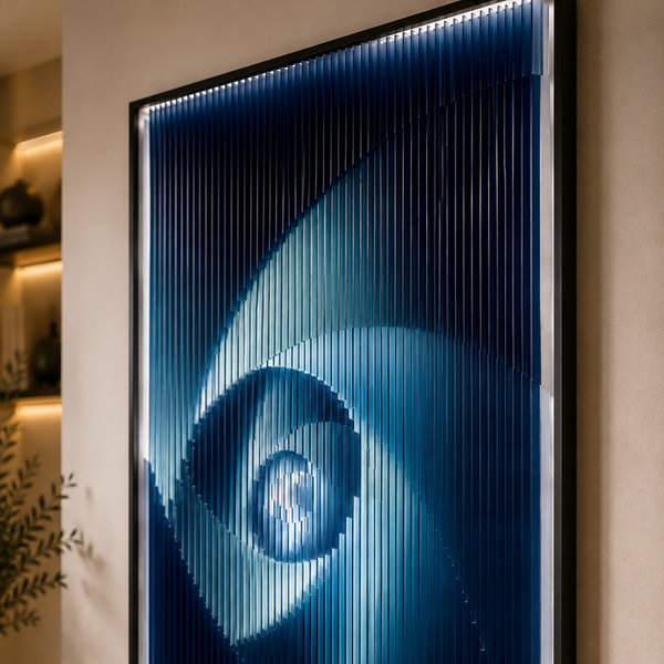 Large 3D Textured Acrylic Wall Art - Navy Geometric Luxury Wall Decor 80 x 120cm