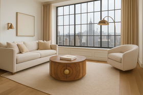 Sunset Handcrafted Solid Mango Wood Natural Brown Coffee Table with Storage 90 cm