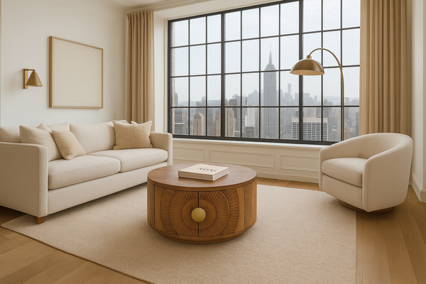 Sunset Handcrafted Solid Mango Wood Natural Brown Coffee Table with Storage 90 cm