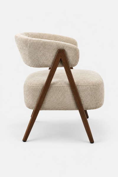 Beige Textured Upholstered Armchair - Colette