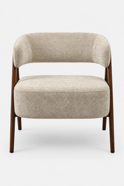 Beige Textured Upholstered Armchair - Colette