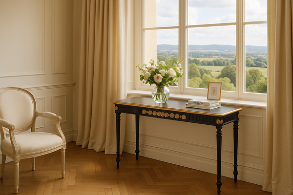 Venice Black Gold Leaf Antique Console 125 cm