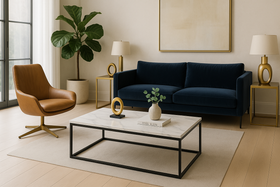 Symbiose Design Coffee Table in White Ceramic Marble Look 100 cm