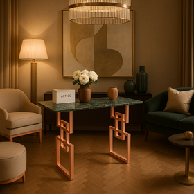 Atlantis Design Console Table Ceramic in Turquoise Marble Look 100 cm