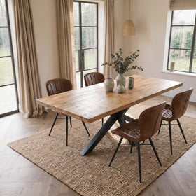 Solid Mango Wood Dining Table 160cm – Galaxie Spider Frame