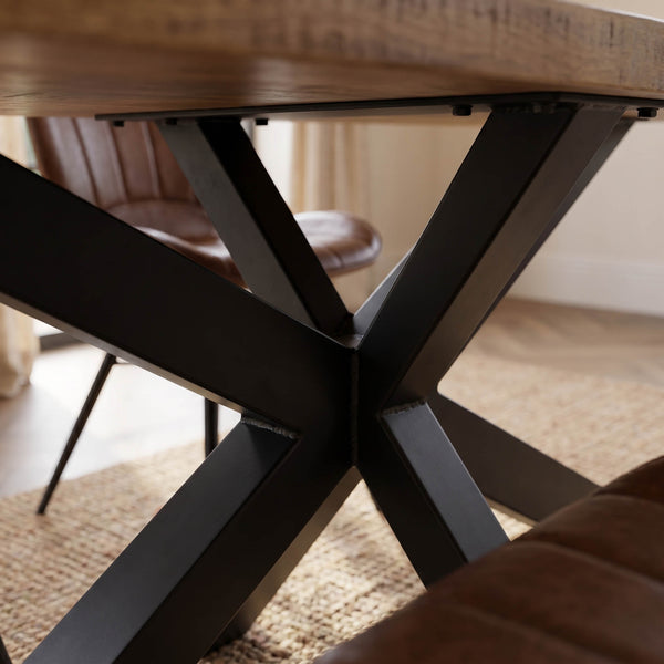 Solid Mango Wood Dining Table 160cm – Galaxie Spider Frame