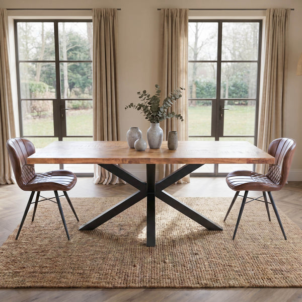Solid Mango Wood Dining Table 160cm – Galaxie Spider Frame