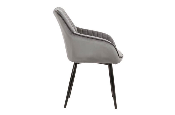Chair TURIN with armrests velvet silver grey
