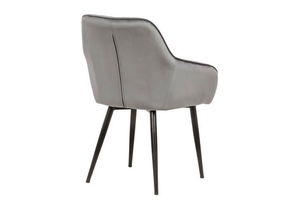 Chair TURIN with armrests velvet silver grey