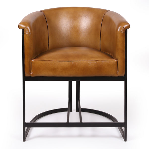 Genuine Leather Brown Dining Chair with Iron Legs – Brooklyn
