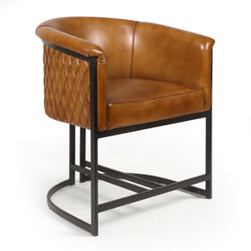 Genuine Leather Brown Dining Chair with Iron Legs – Brooklyn