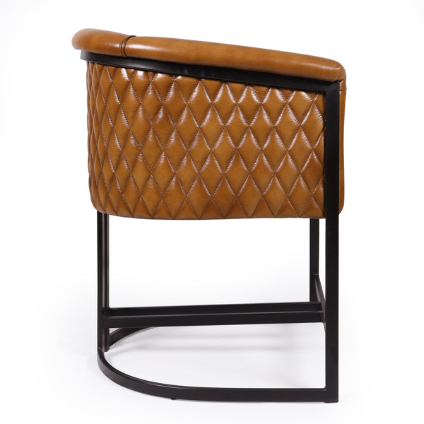 Genuine Leather Brown Dining Chair with Iron Legs – Brooklyn
