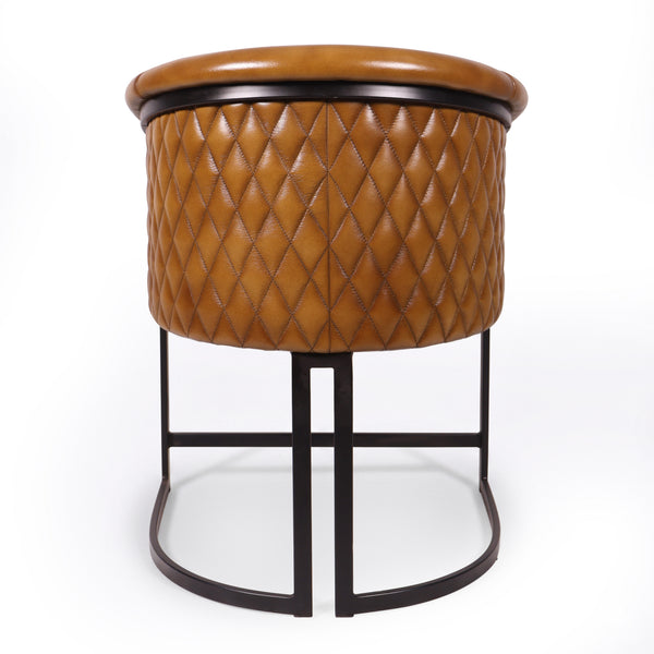 Genuine Leather Brown Dining Chair with Iron Legs – Brooklyn