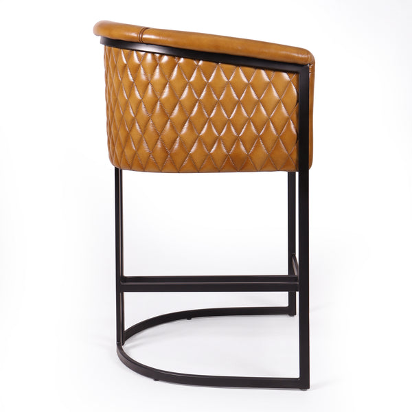 Genuine Leather Brown Bar Stool with Iron Legs – Brooklyn