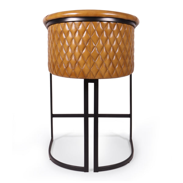 Genuine Leather Brown Bar Stool with Iron Legs – Brooklyn