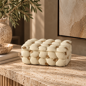 White & Gold Lemon Decorative Resin Box - 22cm
