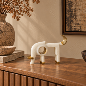 Gold & Black Abstract Elephant Resin Ornament - 20cm