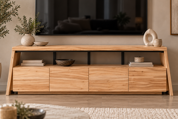 Solid Acacia Wood TV Unit with 5 Drawers – Flow 170cm