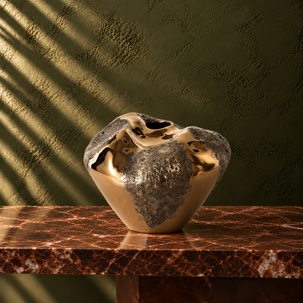 Gold & Bronze Abstract Ceramic Ornament - 22 × 29cm