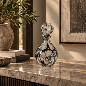 Clear & Black Line Handmade Glass Vase - 35cm
