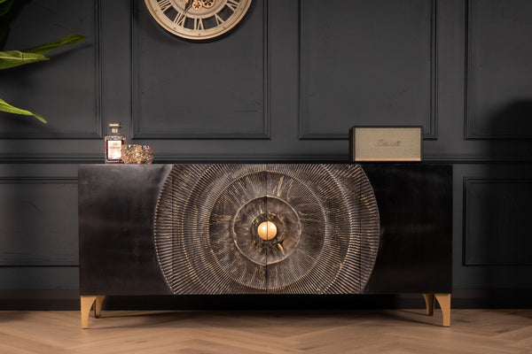 Sunset Handcrafted Solid Mango Wood Black Sideboard 177 cm 2.0