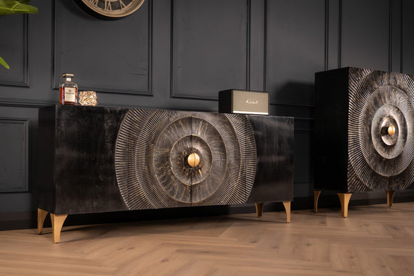 Sunset Handcrafted Solid Mango Wood Black Sideboard 177 cm 2.0